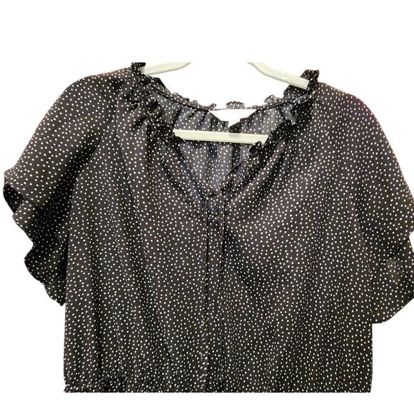 Lauren Conrad Black White Polka Dot Ruffle Hem Dress Size XXL EUC - Picture 3 of 4